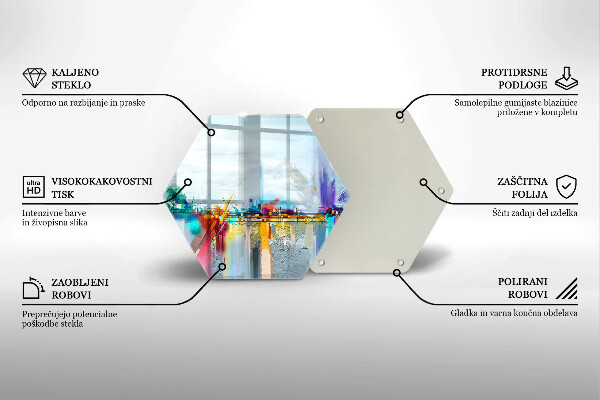 Skärbräda glas sexhörning Målad abstraktion