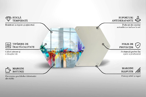 Skärbräda glas sexhörning Målad abstraktion