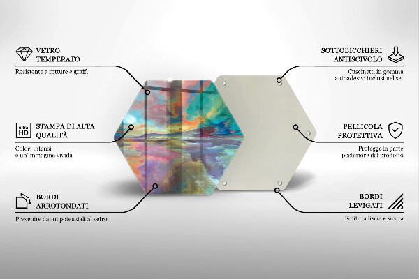 Skärbräda glas sexhörning Färgglad himmel