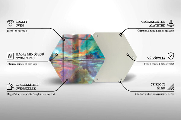 Skärbräda glas sexhörning Färgglad himmel