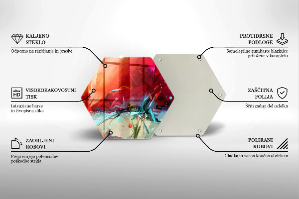 Skärbräda glas sexhörning Målad abstraktion
