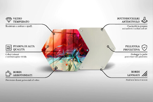 Skärbräda glas sexhörning Målad abstraktion