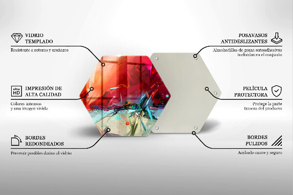 Skärbräda glas sexhörning Målad abstraktion