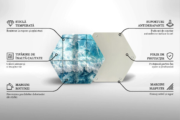 Skärbräda glas sexhörning Havsvattenvågor