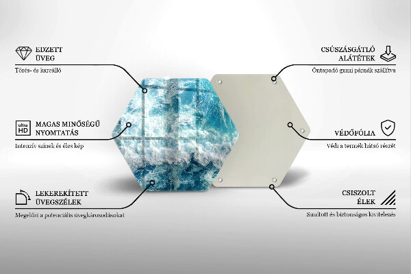 Skärbräda glas sexhörning Havsvattenvågor