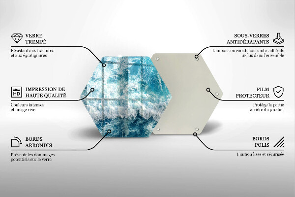 Skärbräda glas sexhörning Havsvattenvågor