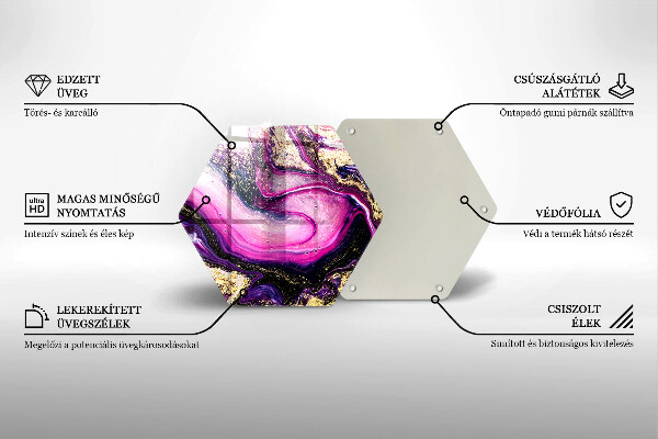 Skärbräda glas sexhörning Abstrakt design guld