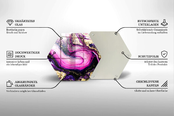 Skärbräda glas sexhörning Abstrakt design guld