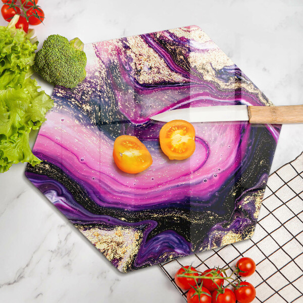 Skärbräda glas sexhörning Abstrakt design guld