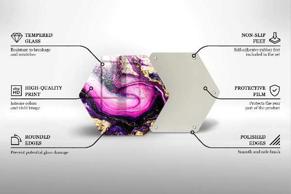 Skärbräda glas sexhörning Abstrakt design guld