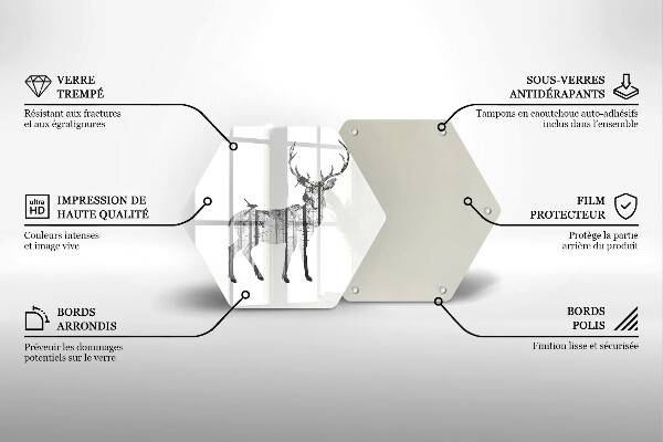 Skärbräda glas sexhörning Rådjur och skog illustration