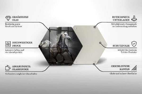 Skärbräda glas sexhörning Häst i galopp