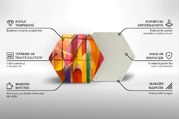 Skärbräda glas sexhörning Färgglad abstraktion