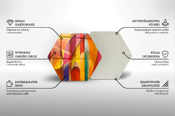 Skärbräda glas sexhörning Färgglad abstraktion