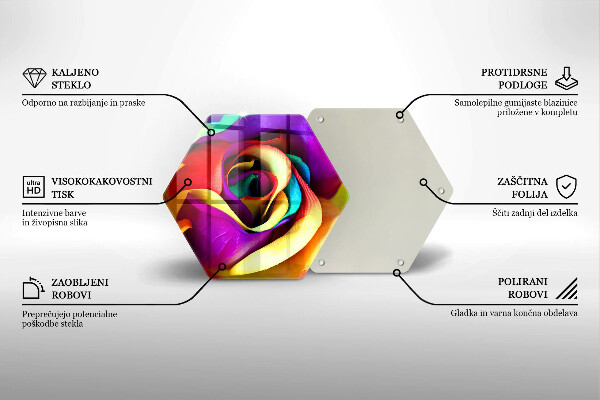 Skärbräda glas sexhörning Färgglada rosenblad