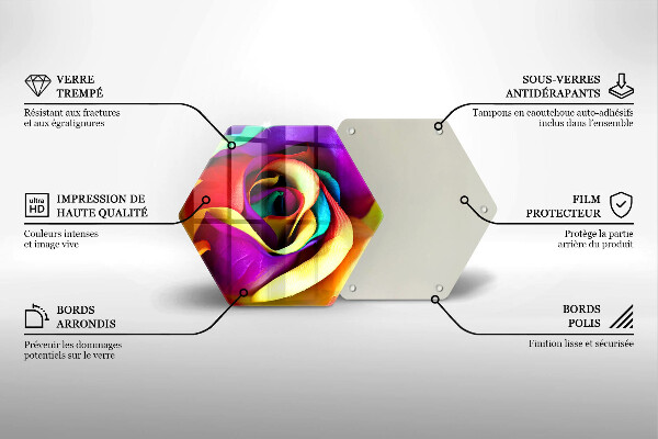 Skärbräda glas sexhörning Färgglada rosenblad