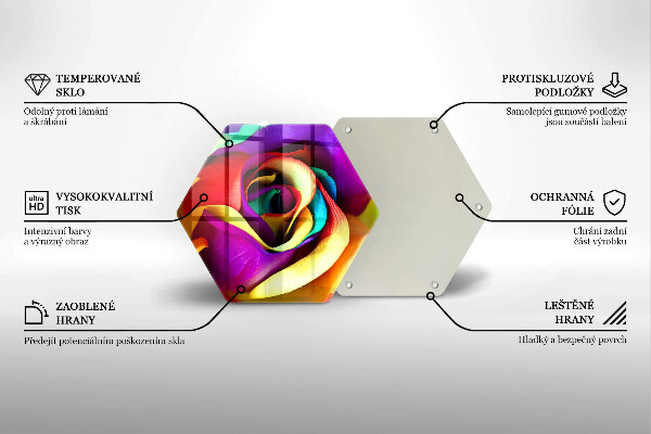 Skärbräda glas sexhörning Färgglada rosenblad