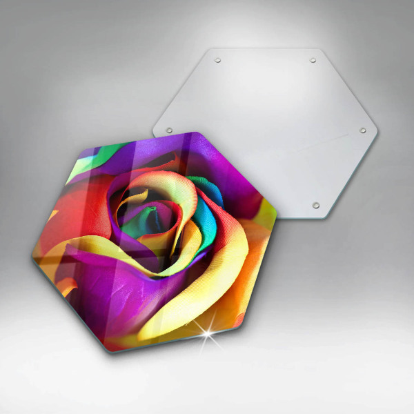 Skärbräda glas sexhörning Färgglada rosenblad