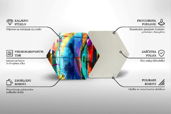 Skärbräda glas sexhörning Färgglada färgfläckar