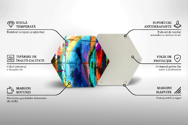 Skärbräda glas sexhörning Färgglada färgfläckar