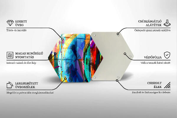 Skärbräda glas sexhörning Färgglada färgfläckar