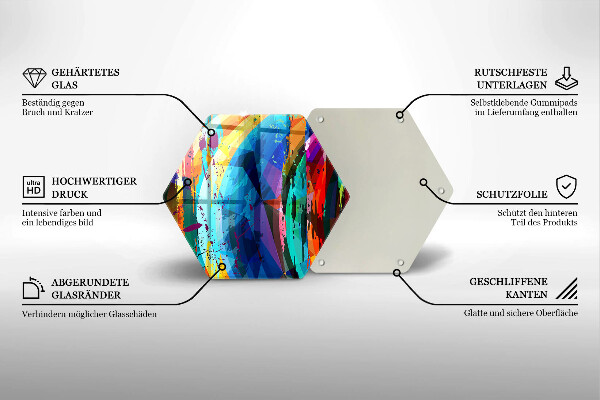 Skärbräda glas sexhörning Färgglada färgfläckar
