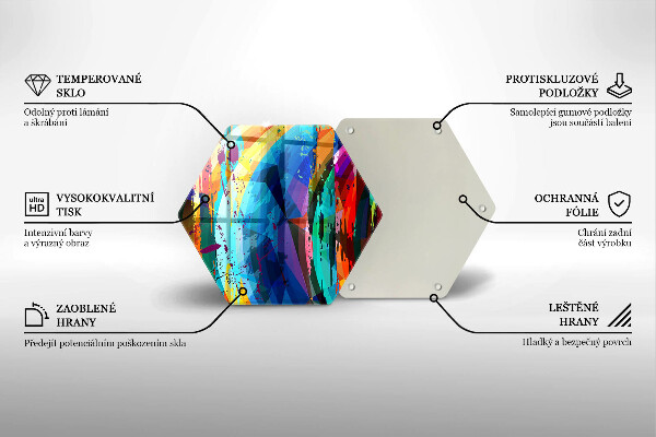 Skärbräda glas sexhörning Färgglada färgfläckar