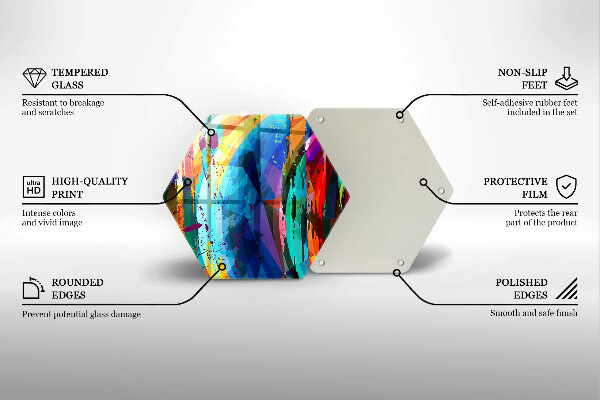 Skärbräda glas sexhörning Färgglada färgfläckar