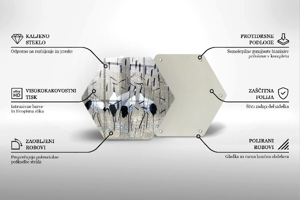 Skärbräda glas sexhörning Japanska tranor