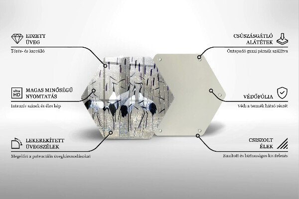 Skärbräda glas sexhörning Japanska tranor