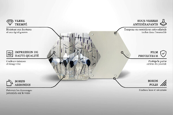 Skärbräda glas sexhörning Japanska tranor