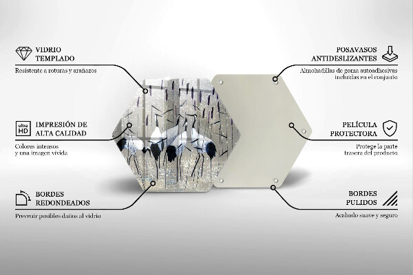 Skärbräda glas sexhörning Japanska tranor