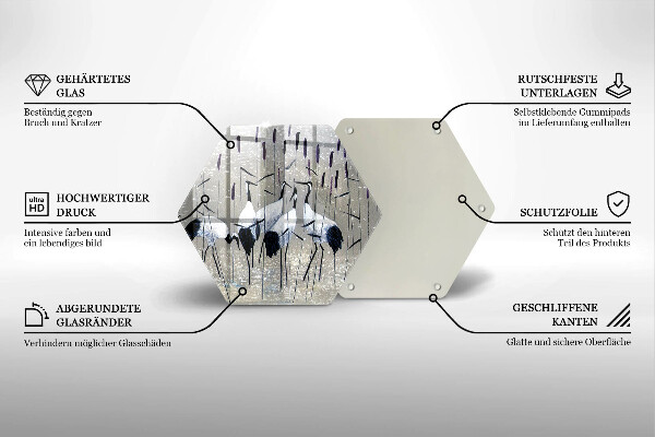 Skärbräda glas sexhörning Japanska tranor