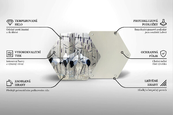 Skärbräda glas sexhörning Japanska tranor