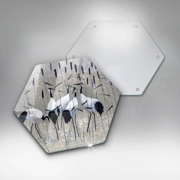 Skärbräda glas sexhörning Japanska tranor