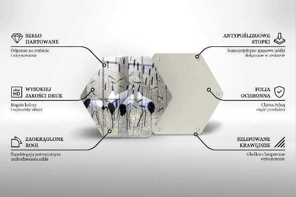 Skärbräda glas sexhörning Japanska tranor