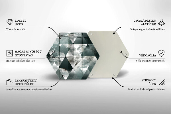 Skärbräda glas sexhörning Trianglar och vatten