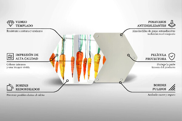 Skärbräda glas sexhörning Morot illustration