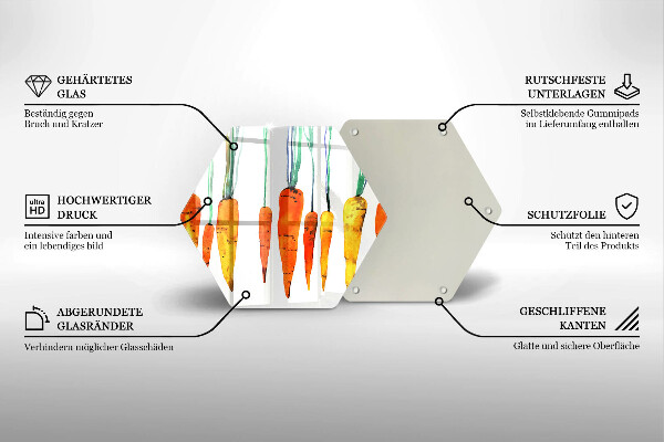 Skärbräda glas sexhörning Morot illustration