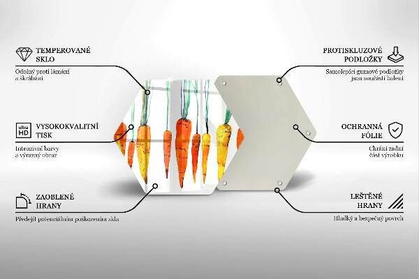 Skärbräda glas sexhörning Morot illustration