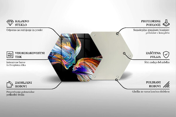 Skärbräda glas sexhörning Kyss abstraktion