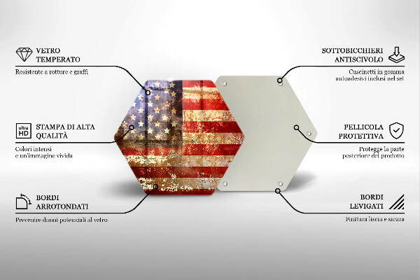 Skärbräda glas sexhörning USA Amerikas flagga