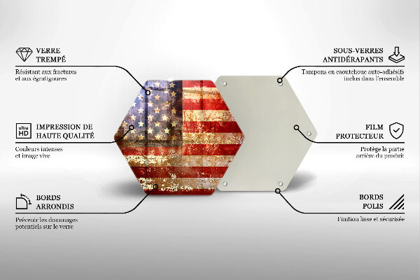 Skärbräda glas sexhörning USA Amerikas flagga