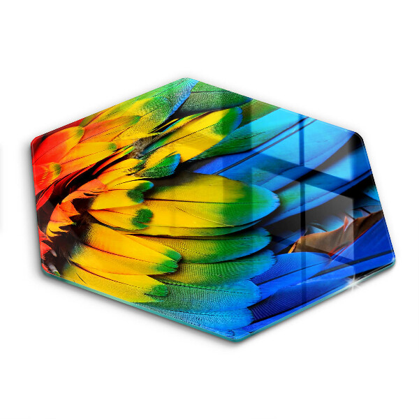 Skärbräda glas sexhörning Färgglada papegojfjädrar