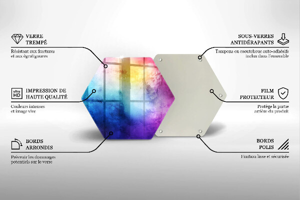 Skärbräda glas sexhörning Regnbågsvattenfärgstänk