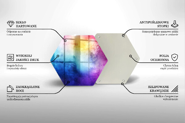 Skärbräda glas sexhörning Regnbågsvattenfärgstänk