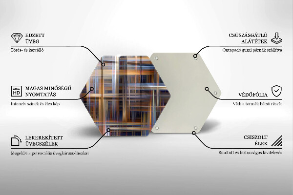 Skärbräda glas sexhörning Abstrakta målarlinjer