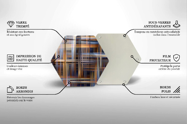 Skärbräda glas sexhörning Abstrakta målarlinjer