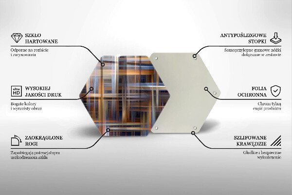 Skärbräda glas sexhörning Abstrakta målarlinjer