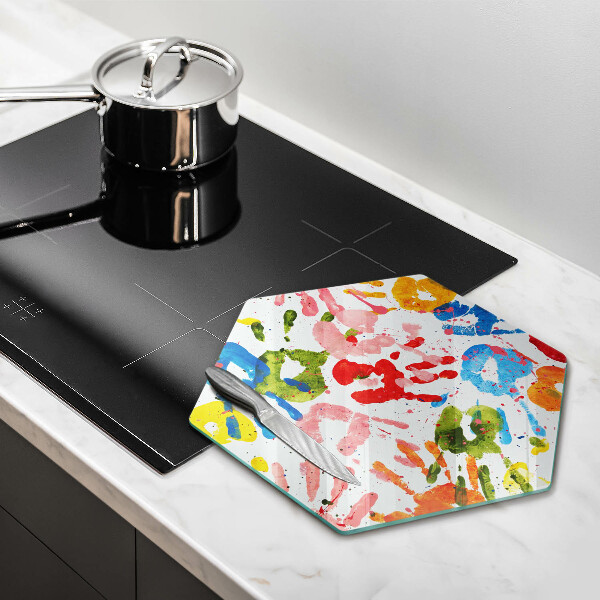 Skärbräda glas sexhörning Spår av barnhänder